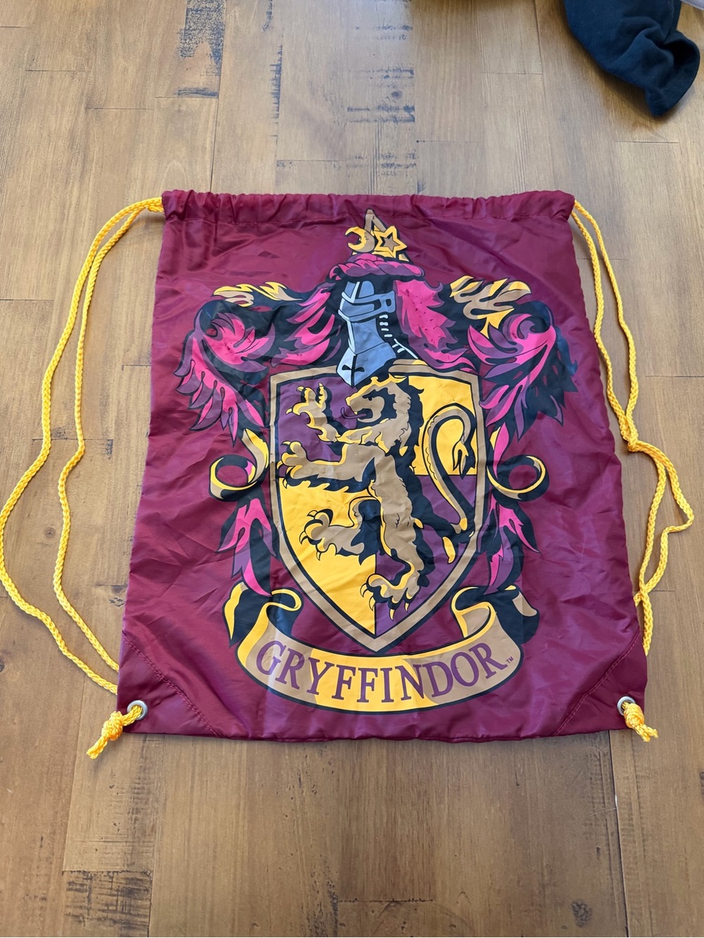 Gryffindor Maroon Drawstring Backpack with Yellow Accents